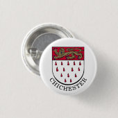 Wappen von Chichester, West Sussex (England) Button (Vorne & Hinten)