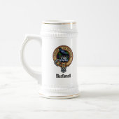 Wappen von Clan MacDonell of Glengarry über Tartan Bierglas (Links)