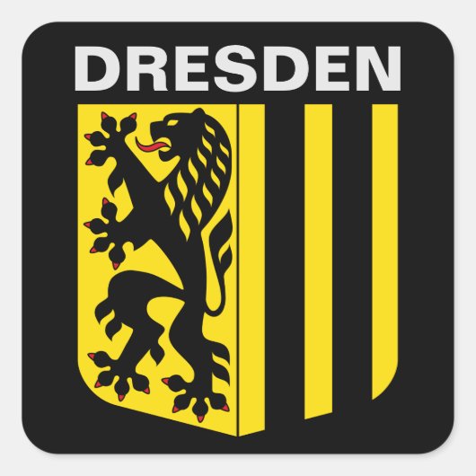 Wappen von Dresden, Deutschland Quadratischer Aufkleber (Vorderseite)