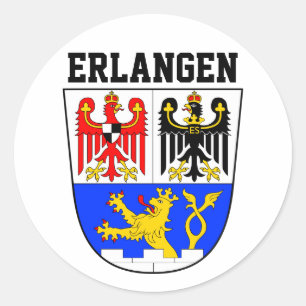 Wappen von Erlangen, DEUTSCHLAND Runder Aufkleber