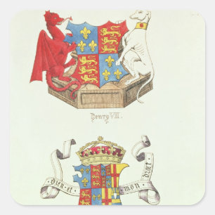 Wappen von Henry VII und von Elizabeth von York Quadratischer Aufkleber