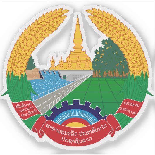 Wappen von Laos Aufkleber (Vorderseite)