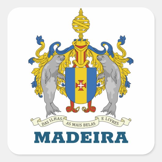 Wappen von Madeira, Portugal Quadratischer Aufkleber (Vorderseite)
