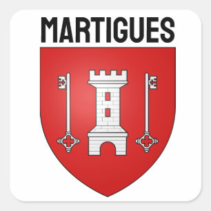 Wappen von Martigues, Frankreich Quadratischer Aufkleber