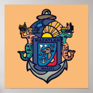 Wappen von Mazatlán, Sinaloa (MX) Poster