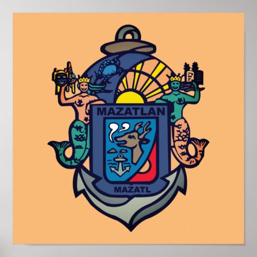 Wappen von Mazatlán, Sinaloa (MX) Poster (Vorne)
