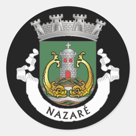 Wappen von Nazaré, Portugal Runder Aufkleber (Vorderseite)