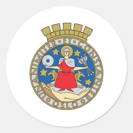Wappen von Oslo Runder Aufkleber (Vorderseite)