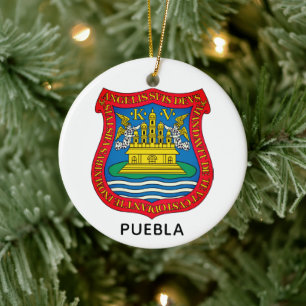 Wappen von Puebla de los Ángeles, Mexiko Keramik Ornament