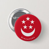 Wappen von Singapur mit Zusatz eines Namens Button (Vorne & Hinten)