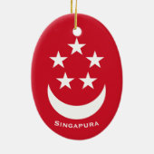 Wappen von Singapur mit Zusatz eines Namens Keramik Ornament (Hinten)
