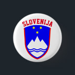 Wappen von SLOWENIEN Button<br><div class="desc">Sloweniens Name bedeutet "Land der Slowenen" in slowenischer und anderer südslawischer Sprache.</div>