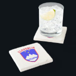 Wappen von SLOWENIEN Steinuntersetzer<br><div class="desc">Sloweniens Name bedeutet "Land der Slowenen" in slowenischer und anderer südslawischer Sprache.</div>