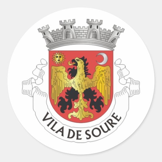 Wappen von Soure, Portugal Runder Aufkleber (Vorderseite)