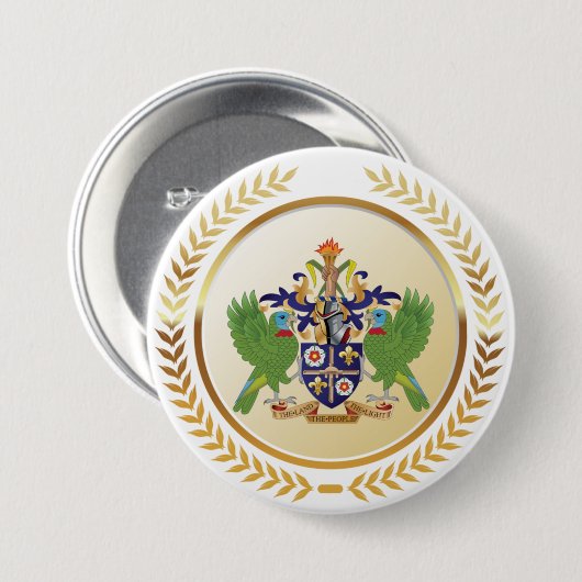 Wappen von St. Lucia Button (Vorne & Hinten)