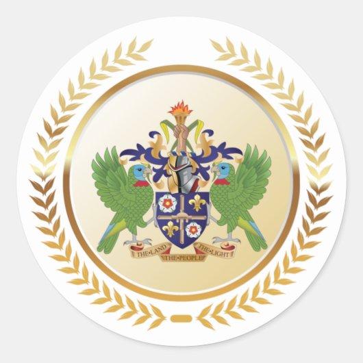 Wappen von St. Lucia Runder Aufkleber (Vorderseite)
