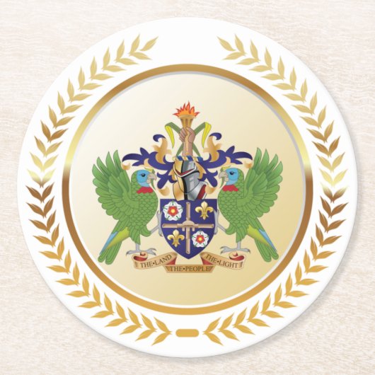 Wappen von St. Lucia Runder Pappuntersetzer (Vorderseite)