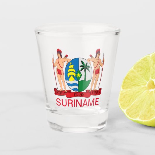 Wappen von Suriname Schnapsglas (Vorderseite)