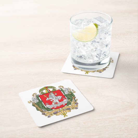 Wappen von Vilnius, Litauen Square Paper Co. Rechteckiger Pappuntersetzer (Vor Ort)