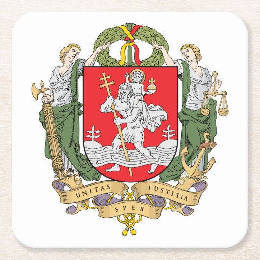 Wappen von Vilnius, Litauen Square Paper Co. Rechteckiger Pappuntersetzer (Vorderseite)