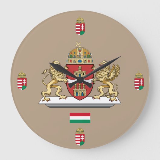 Wappen-Wand-Uhr Budapests Ungarn Große Wanduhr (Vorderseite)