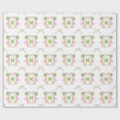 Wappen Watercolor Pink Flamingo Monogram Geschenkpapier (Flach)