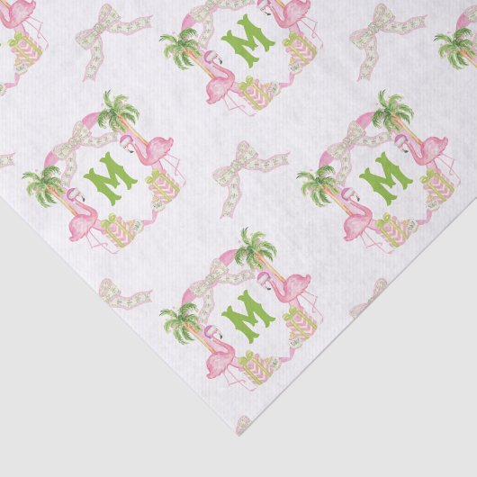 Wappen Watercolor Pink Flamingo Monogram Seidenpapier (Ausschnitt)