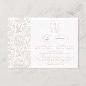 Wappen Wedding Monogram Blush Pink Script Details Begleitkarte (Vorderseite)