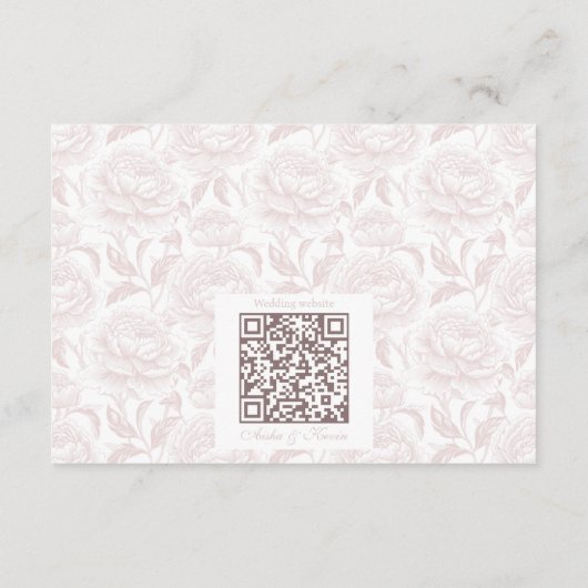 Wappen Wedding Monogram Blush Pink Script Details Begleitkarte (Rückseite)