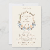 Wappen Western Land Bohemische Blumenhochzeit Einladung (Vorderseite)