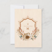 Wappen Western Land Bohemische Blumenhochzeit RSVP Karte (Rückseite)