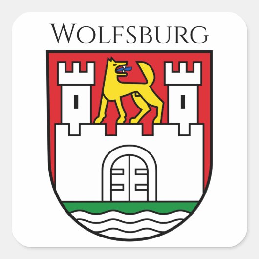 Wappen Wolfsburg, Deutschland Quadratischer Aufkleber (Vorderseite)