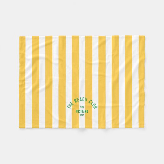Wappen Yellow Cabana Stripe Monogram Fleecedecke (Vorderseite (Horizontal))