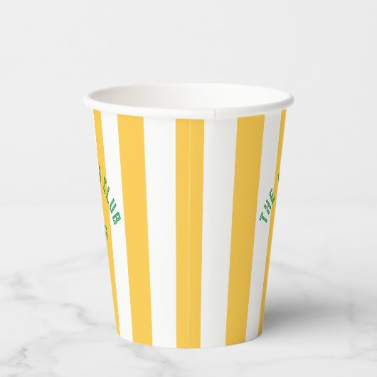 Wappen Yellow Cabana Stripe Monogram Pappbecher (Rechts)