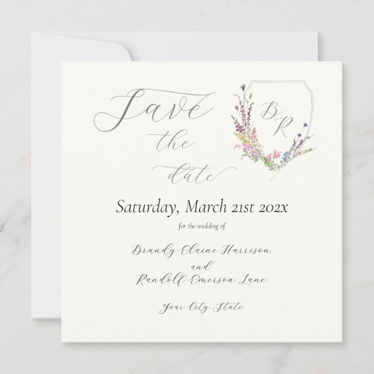 Wappen zur Wildblume von Wasserfarben Save The Date (Vorderseite)