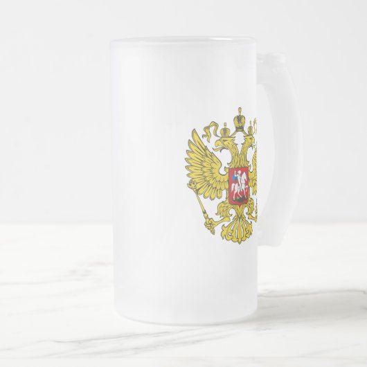 Wappenkatze der Russischen Föderation Mattglas Bierglas (VorderseiteRechts)