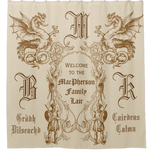 Wappenkunde-Drache-schottischer Duschvorhang (Vorderseite)