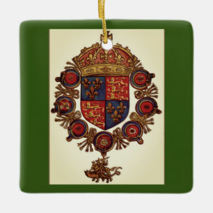 Wappenkunde mit Krone Keramikornament