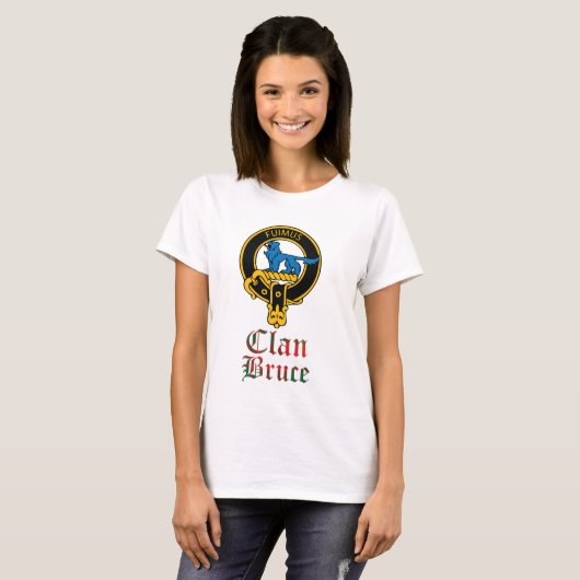 Wappentartan-Clan Bruce nennen schottischer T-Shirt (Vorne ganz)