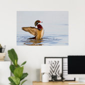 Wappschwingen aus Holzente in Feuchtgebieten Poster (Heimbüro)