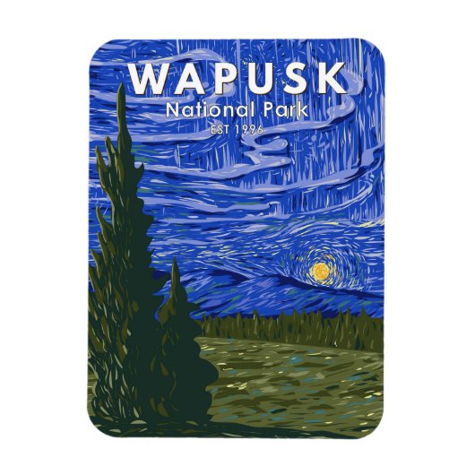 Wapusk Nationalpark Nordlichter Vintag Magnet (Vertikal)