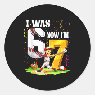 War 6 7 Jahre alt Baseball 6 7 Meme 7. Geburtstag Runder Aufkleber