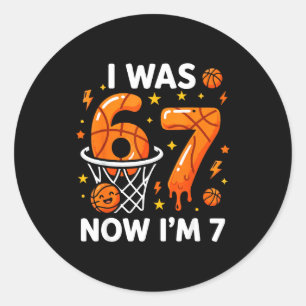 War 6 7 lustig Basketball 7. Geburtstagsfeier Jung Runder Aufkleber