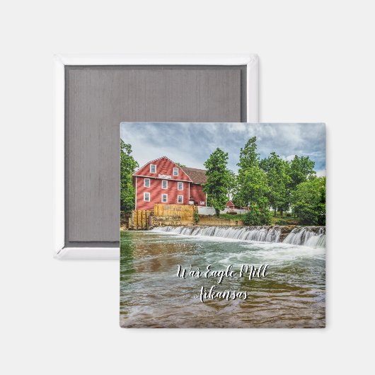 War Eagle Mill and Waterfall Square Magnet (Vorderseite/Rückseite)