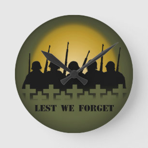 War Memorial Clock Lest We Forget War Heroes Decor Runde Wanduhr