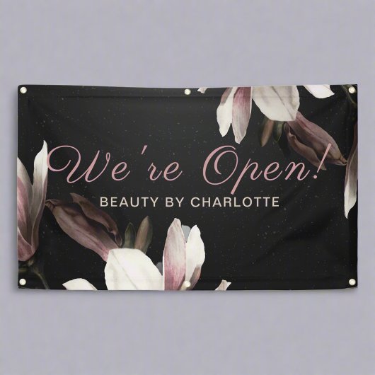 War Open Business Beauty Salon Floral Typografie Banner