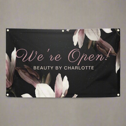 War Open Business Beauty Salon Floral Typografie Banner