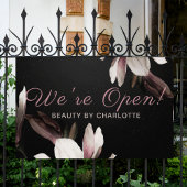 War Open Business Beauty Salon Floral Typografie Banner