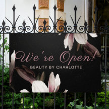 War Open Business Beauty Salon Floral Typografie