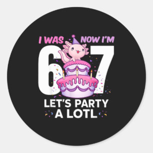 War sechs sieben süßer Axolotl 7. Geburtstag 6 7 K Runder Aufkleber